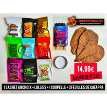 Charger l&#39;image dans la galerie, Pack complet Shrimpsfood pour crevettes d’aquarium – sticks de nourriture variés, mini lollies spiruline, coupelle de nourrissage et feuilles de catappa
