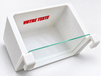 Selection Box pour crevettes - vue de dessus avec vitre et texte personnalisé