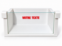 Selection Box personnalisée pour crevettes Caridina et Neocaridina, vue de face avec vitre transparente ajustée dans les encoches et inscription VOTRE TEXTE en rouge